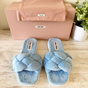 New Miu Miu Calzature Donna terry cloth slide sandals size 39, US 9